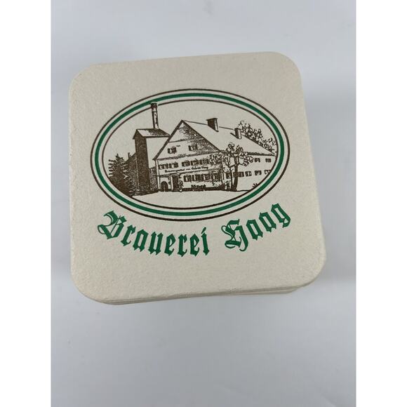 German Brewery Barware Coasters Mats Brauerei Gaag Square Green White - Picture 2 of 8